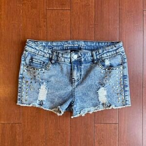 Distressed Material Girl‎ Studded Denim Shorts